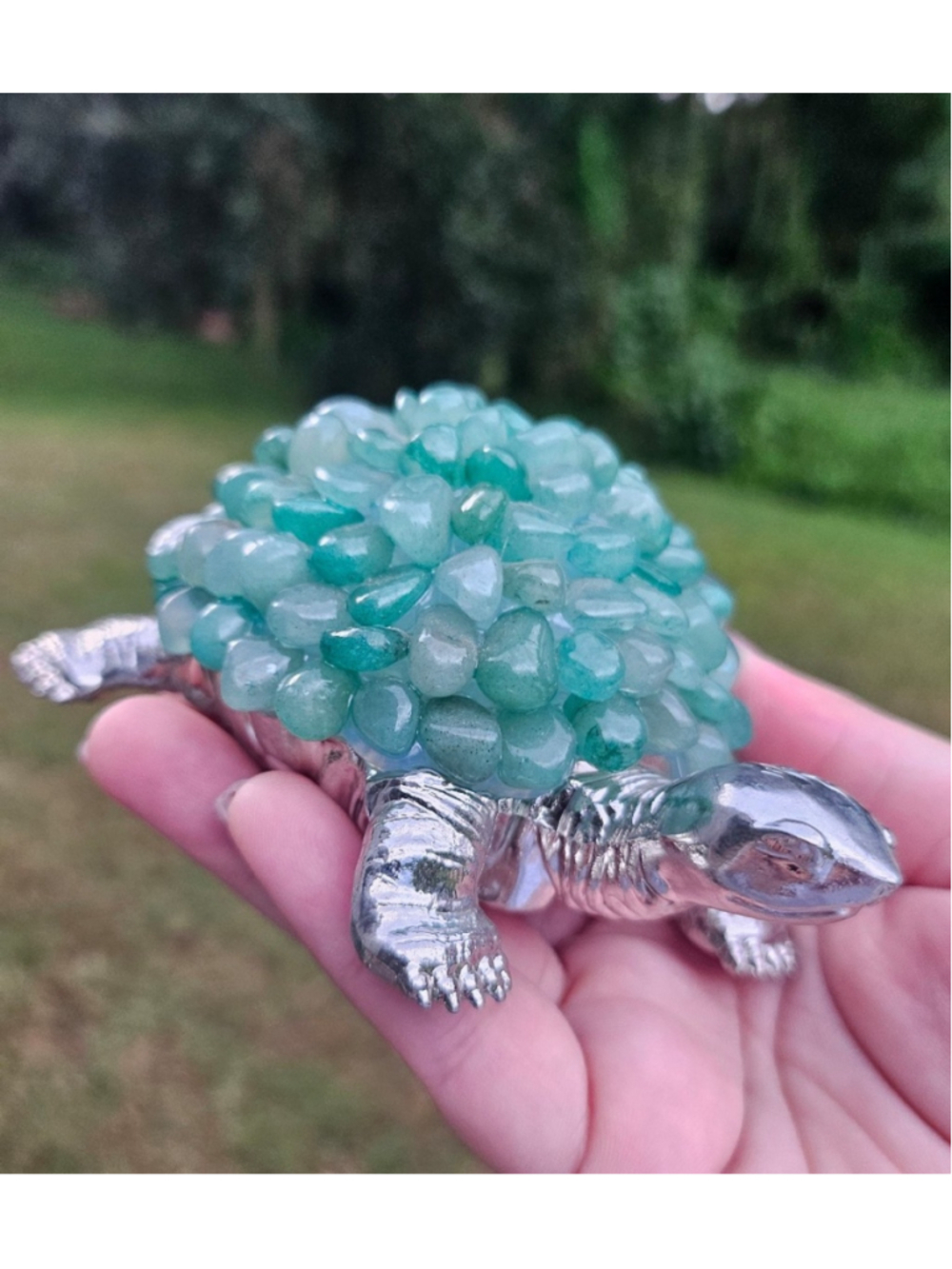 Green aventurine chips turtle